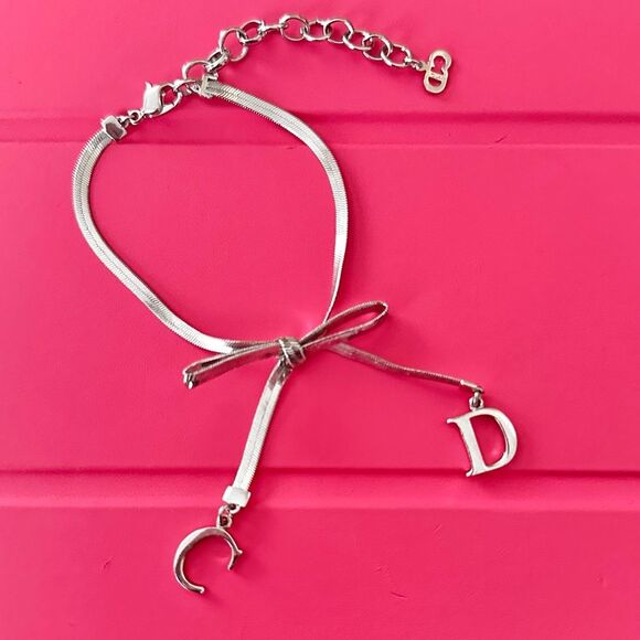 Christian Dior Vintage CD Charm Coquette Bow Bracelet - Silver - Picture 6 of 6